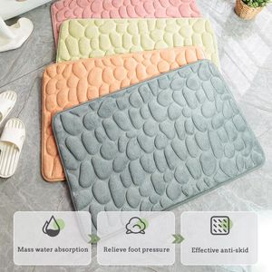 Carpets Pebbles Embossed 3D Effect Bathroom Toilet Door Mat Absorbent Non-Slip Carpet.Carpets