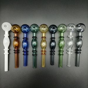 Colorful Glass Oil Burner Pipe Ball OD 30mm Tobacco Dry Herb Burning Nail Tubes Smoking Handle Pipes