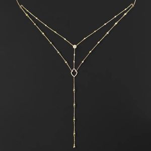 Pendant Necklaces Double Layer Ctystal Necklace Exquisite Gold Color Zircon Long Tassel For Women Girl Jewelry Zk40Pendant