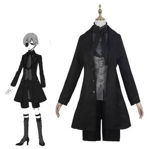 Black Butler Sebas Cosplay Costume наряды платья Хэллоуин карнавальная женская детская форма Wigs