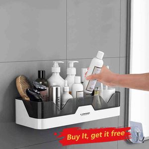 Bathroom Organizer Corner Shampoo Holder Shower Storage Rack Plastic Kitchen Toilet Wall Mounted Floating Shelves Accessories J220702