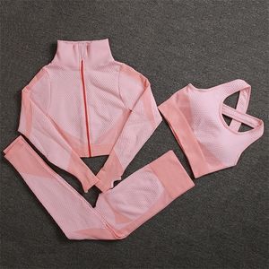 Seamles Yoga Sets Sport da donna Tute da palestra Indossare abiti da corsa Fitness Set Abbigliamento manica lunga 220326