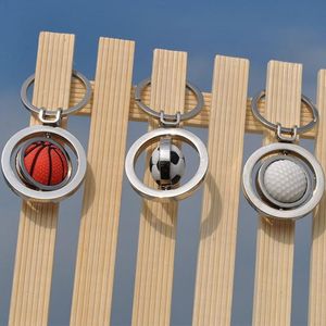Nyckelringar Rotation Golf Basketball Football Keychain Fashion Sport Soccer Ball Key Chain Ryggsäck Väska hängsmycken för gåva