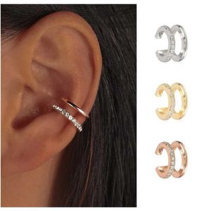 Wholesale clip on piercings for sale - Group buy Clip on Screw Back Exquisite Simplicity Non Pierced Double Loop CZ Ear Clip Earrings For Women Girls And Teen Cartilage Fake Piercings Ea