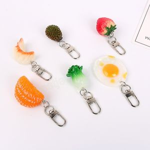 Söt simulering mat frukt nyckelring nyckelring för kvinnor tjej smycken tecknad bil handväska hänge nyckelhållare dekoration