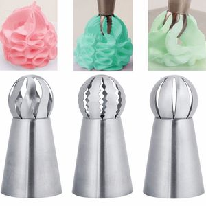 3pcs set Cupcake Stainless Steel Sphere Ball Shape Icing Piping Nozzles Pastry Cream Tips Flower Torch Pastry Tube Decoration Tools