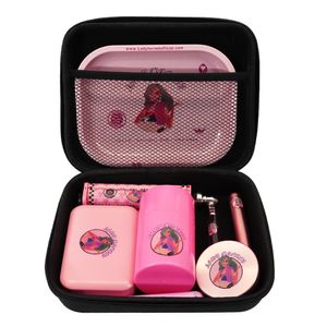 Tubo de vidro fabricante de cigarro bandeja de rolamento cigarro erva moedor rosa conjunto senhora hornet portátil fumar conjunto