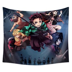 150x130cm 59x51 cali Demon Slayer gobelin Anime drukowanie dekoracje ścienne wystrój pokoju wystrój pokoju koc podróż Camping mata plażowa 220609