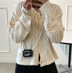 Nya kvinnors mini akrylpåsar med pärlkedjestrap diamanter mönster hörlurar väskedesigner crossbody axelväska