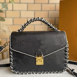 2022 Quality Pochette Handbag Messenger Bag Embossed Letter Crossbody Bags Genuine Leather Braided Handle Sides Totes Classic Satchel 03