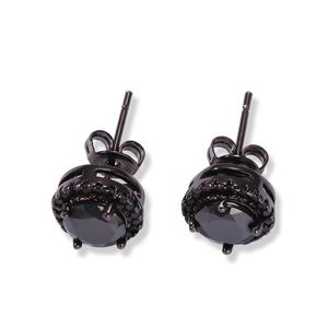Wholesale black circular earrings resale online - Hip Hop Ear Stud New Four Claw Black Ear Nails Circular Square Transparent Zircon Gold Plated Earrings For Men women262M