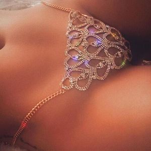 Kvinnors trosor Sexig underkläder Crystal G sträng Kroppskedja för kvinnor Shiny Rhinestone Bikini Jewelry Porn BdSM Bondage Party Gift