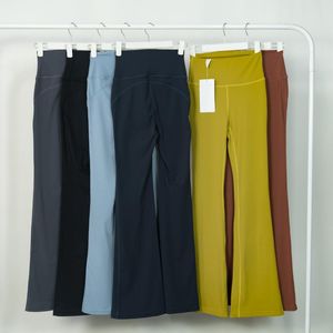 22SS Pantaloni da Yoga da Donna Tinta Unita Nude Sport Modellanti Vita Alta Stretti Svasati Fitness Allentati Jogging Abbigliamento Sportivo Pantaloni Attivi da Donna a Nove Punti Svasati Taglia S-XXXL