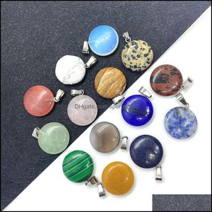 Konst och hantverk Arts Gifts Home Garden Colorf Crystal Stone Round Charms hänge för smycken som gör chakra reiki helande dhu8m