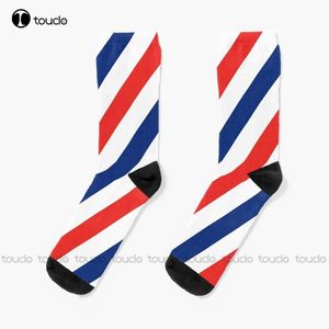 Barber Stripes Barber Shop Socks Womens Soccer Socks Personlig anpassad unisex vuxen tonåring ungdomsstrumpor 360 ° Digital tryck 220706