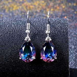 Dangle & Chandelier Fashion Colorful Waterdrop Crystal Stone Hook Earrings For Women Wedding Party Jewlery Statement Charm Gift