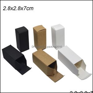 2.8x2.8x7cmフォイルあたりパッケージ用の小さなクラフト紙ボックスブランクカラーフ折りたたみ式ソフト段ボードカートンドロップ配達2021パッキングオフィス