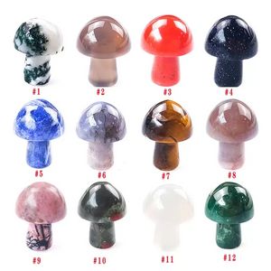 Cristal natural pequeno artesanato de cogumelos 2 cm Decoração da sala do tanque de peixes Jade Stone 12 Styles B0528pf