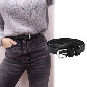 Cinture Donna Cintura nera per jeans selvaggi Cintura con fibbia ad ardiglione in argento Cintura in pelle femminile Cintura per studenti giovanili