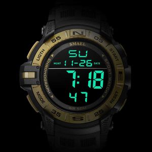 Digital Sport For Men 50M Waterproof Alarm Clock Auto Date Bracciale arancione Orologi da uomo Militare