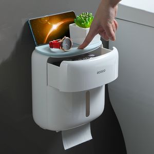 ECOCO Multifunktionell väggmonterad toalettpappershållare Hylla Vattentät vävnadslagringsbox Bad Accessories 220523
