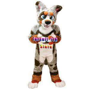 Fursuit Długowłosy Husky Dog Fox Wolf Maskotki Kostium Futro Dorosłych Kreskówek Postać Lalka Halloween Party Cartoon Set # 200