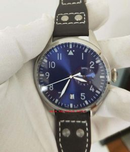 Meistverkaufte klassische Big-Pilot-Herrenarmbanduhren, 46 mm, blaues Zifferblatt, Gangreservewerk, Automatikdatum, Originalschnalle, hochwertiges Lederarmband I-W329303. Herrenuhren