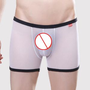 Underpants See-Through Boxer Shorts Men Sexy Underwear Sheer Mesh Penis Big Pouch Panties Briefs Elastic Erotic Lingerie BreathableUnderpant