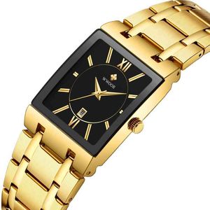 WWOOR 8858 Men Gold Watch Quartz Stainls Steel Waterproof Wristwatch Busins Men Square Sport Watch High Quality