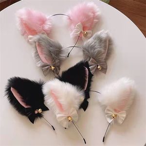 Wholesale halloween cat headband resale online - European and American fashion beautiful masquerade Headbands Halloween cat ears headdress cosplay anime party costume bell hair accessories AB703