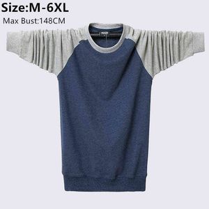 Хлопковая футболка с длинным рукавом мужчина студенты Негабаритный 6xl 5xl Plus размер мужчина повседневная одежда для подростков черно -серой пуловер T220808