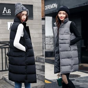 Almuerk Autumn Winter Cotton Vest Women Women Ladies Weistcoat Enda Females Long Stest Jacket Slim Fit Tarm Simple Coat 201031