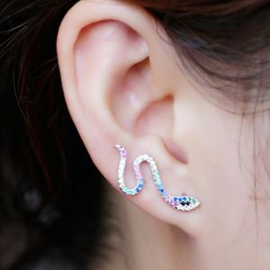 Hoop Huggie Fashion Elegant Earring For Women Ear Climbers Tiny Jackets Snake Shape Rainbow Colorfy CZ Brincos Top kwaliteit Hoop