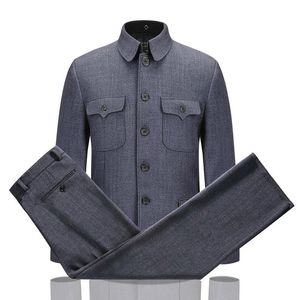 Abbigliamento etnico Mao Suit Tunica cinese Imposta abiti tradizionali per uomo Primavera Autunno Giacca Cappotto Top Pantaloni Pantaloni Chinois Abbigliamento