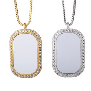 Top fai da te quadrato sublimazione collana in oro bianco gioielli firmati collana uomo donna festa cornice argento croce cuore strass ciondolo collane per gli amanti