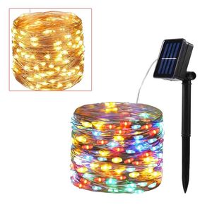 Wholesale solar flexible resale online - Strings Solar LED String Lights M Waterproof Flexible Fairy Christmas Used In Outdoor CourtyardsLED