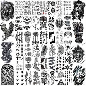 NXY Tillfällig tatuering 50 ark Svart s för män Kvinnor Realistisk Fake Lion Animal Skull Tatem Body Art Arm Lår Kids Tatoos 0330