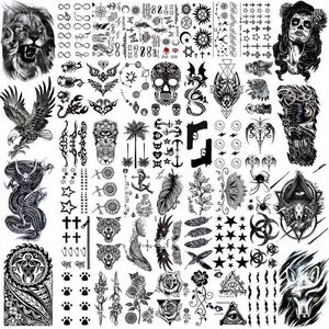 NXY Tatuaggio Temporaneo 50 Fogli Nero S per Uomo Donna Realistico Falso Leone Teschio Animale Totem Body Art Braccio Coscia Bambini Tatuaggi 0330