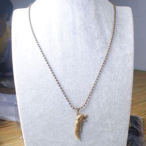 Ancient Copper Wolf Tooth Pendant Gift Fit Men Girl Boy Long Chain Metal Wolf Head Necklace Jewelry C072