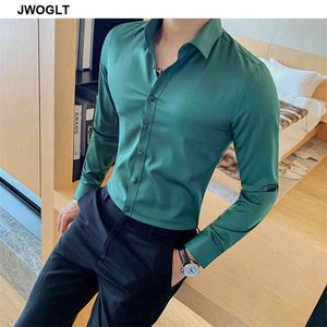 40 kg75 kg di piccole dimensioni asiatiche camicia da uomo News Styles Styles Long Slip Fit Green Green White Casual Socnite Socnite sociali 210412