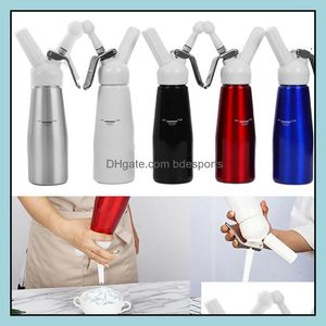 500Ml Metallo N2O Dispenser Panna Whipper Caffè Dessert Salse Ghiaccio Burro Frusta Alluminio Acciaio Montato Schiuma Fresca Maker Drop Delivery 202