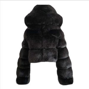 2022 pellicce a pelliccia a rabbia e giacche da pelliccia di pellicce da donna fluffy top coat con giacca per pelliccia invernale con cappuccio Manteau Femme