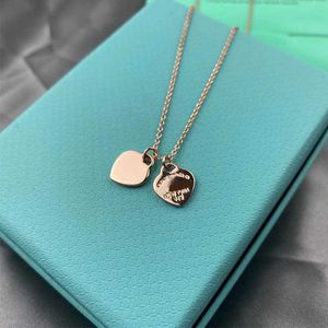 Chain Original Blue gift box Tiff 925 Silver Classic love Pendant Necklace Double Hearts Pendant jewelry Designer 1:1 high quality O66D