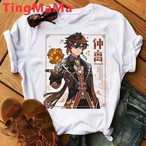 T-shirt da uomo Genshin Impact Hu Tao Xiao Kaedehara Kazuha T-shirt Coppia maschile Vestiti T-shirt bianca Vintage Summer Top ClothesUomo