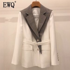 EWQ 2020 ربيع الخريف نمط جديد أحرز الأكمام الطويلة ألوان مزدوجة الصدر عتيقة بدلة المعطف