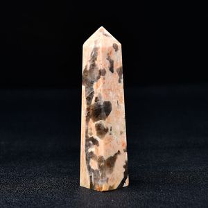 Pfirsich-Mondstein mit Rauchquarz-Mineralkristall-Heilexemplar, Sammlerstück