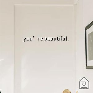 Wall Stickers You Re Beautiful English Word Qutoes Home Art Decor Decal Mural T171102Wall