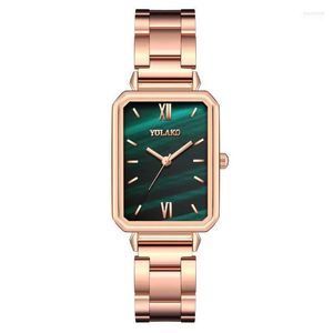 Wristwatches Luxury Ladies Wrist Watch Fashion Gold Stainless Steel Rectangular Roman Digital Quartz Watches Bracelet For Women MontreWristw