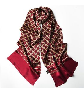 W 100% jedwabny szalik Cravat Długa podwójna warstwa decerchief Business Casual Red