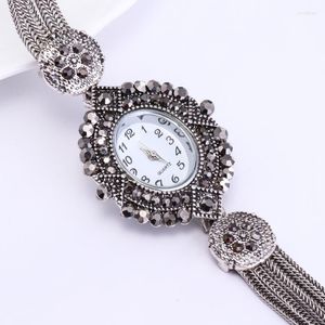 Wristwatches Retro Imitation Thai Silver 925 Personality Ladies Bracelet Watch Exquisite Trend Diamond Jewelry Free ShippiWristwatches Iris2
